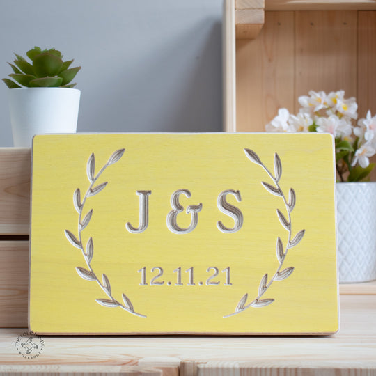 Wreath with Initials Personalised Wedding or Anniversary Gift