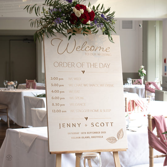'The Whirlow' Order of the Day Wedding Sign