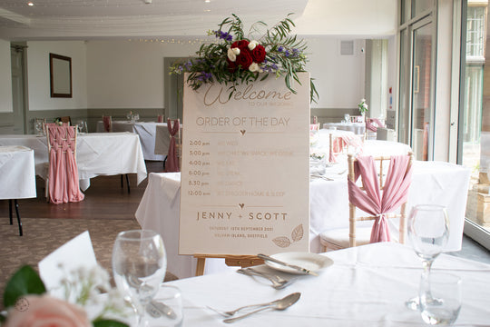 'The Whirlow' Order of the Day Wedding Sign