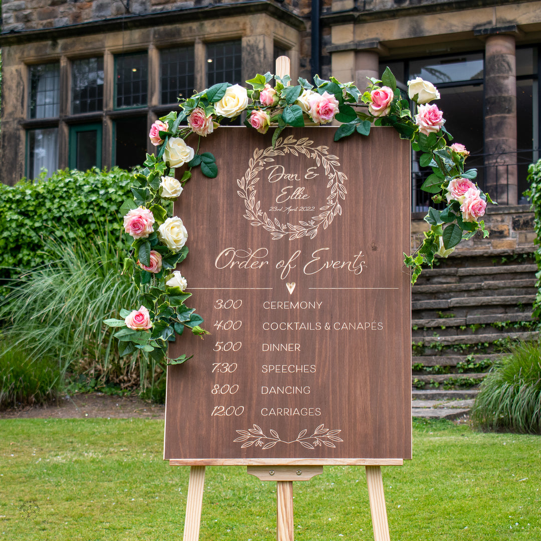 'The Chatsworth' Order of the Day Wedding Sign