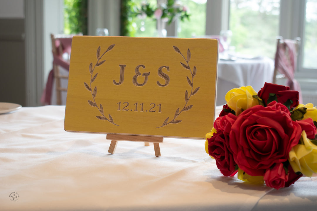 Wreath with Initials Personalised Wedding or Anniversary Gift