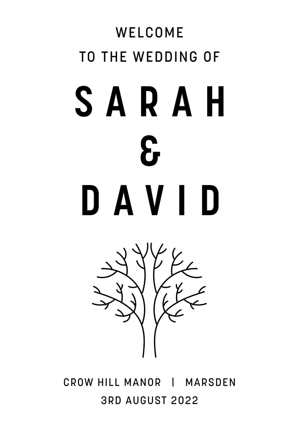 'The Kelham' Welcome to our Wedding Sign